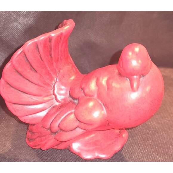 Red Ceramic Dove Figurines Pair Home Decor Collectible Sculptures Vintage - Picture 3 of 8